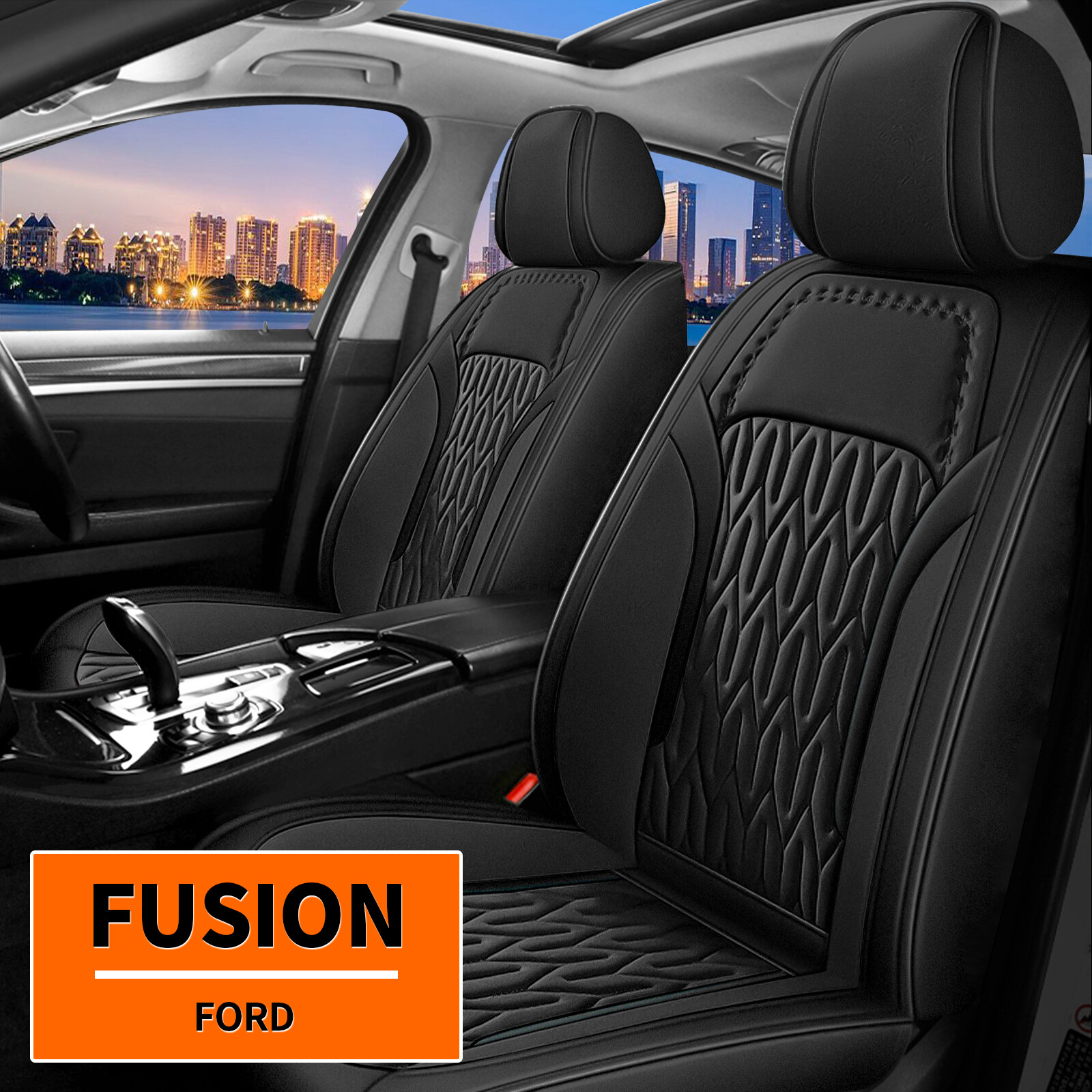 2010-2020 Ford Fusion Premium Faux Leather Seat Covers Full Set Front & Rear