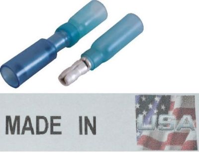 (50) BLUE 16-14 GA. 3M HEAT SHRINK BULLET CONNECTOR .157 (M/F)  Made in USA