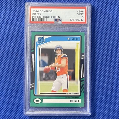 2024 Panini Donruss #39 BO NIX Rated Rookie RC Broncos Press Proof Green PSA 9