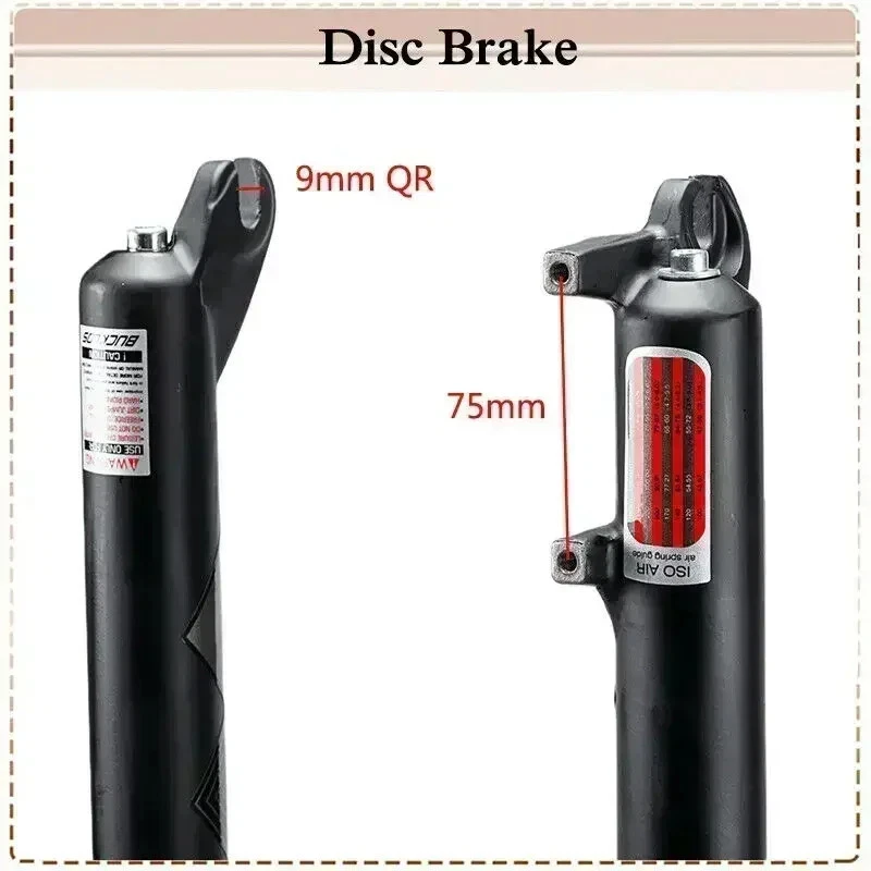 26in Fat Tire Mountain Bike Air Suspension Fork Quick Release Snow Bicycle Fork - Image 4 of 4