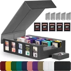 Trading Card Storage Box 5-Row Deck Case Removable Lid Holds 3900+ Cards (Black)