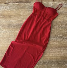 ASTR The Label Red Sweetheart Strappy Zip Side Slit Bodycon Maxi Dress M