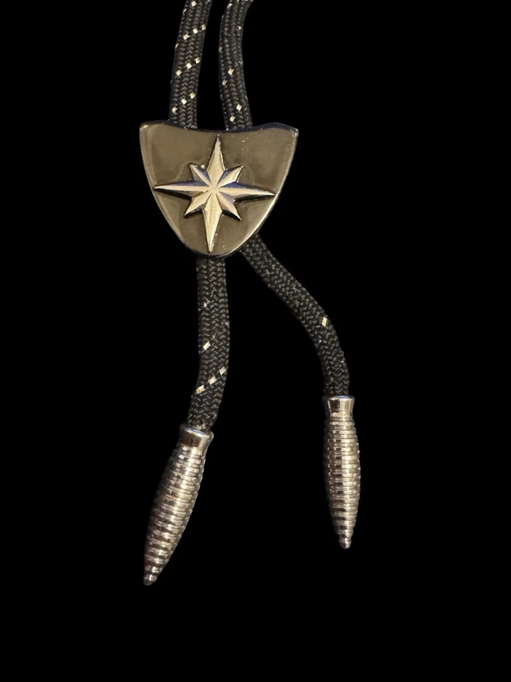 Corbata Bolo Hickok Estilo Nativo Americano Negro Tono Plata Estrella Celestial Z2 Foto 3 de 4