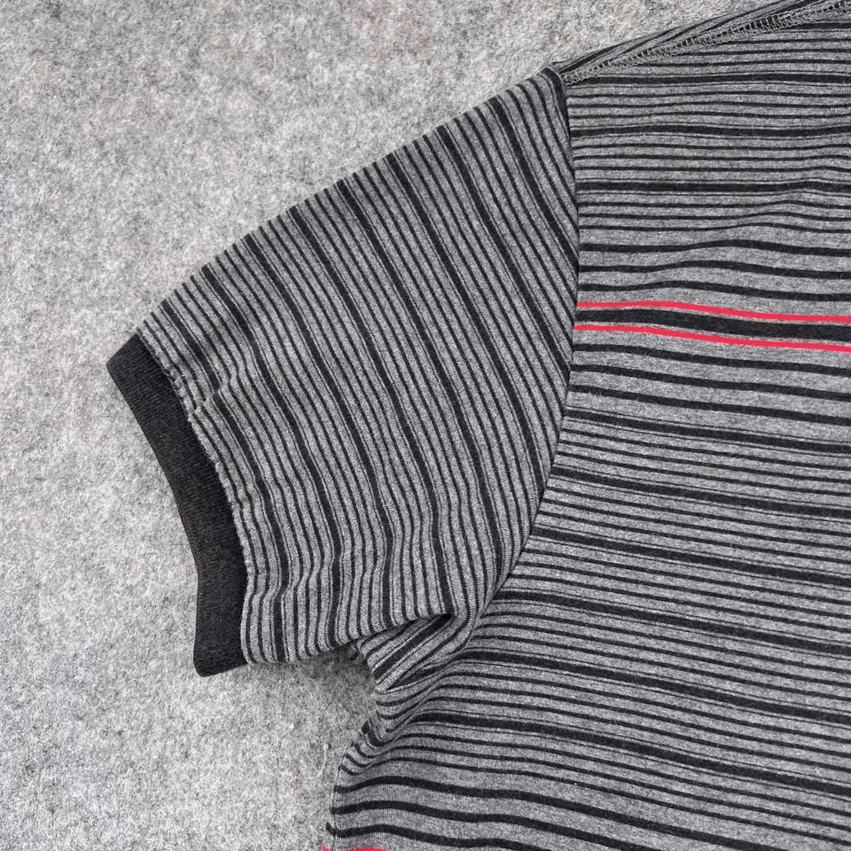 Nautica Polo Shirt Mens Large Gray Black Red Striped Short Sleeve 100% Cotton - Image 3 of 4
