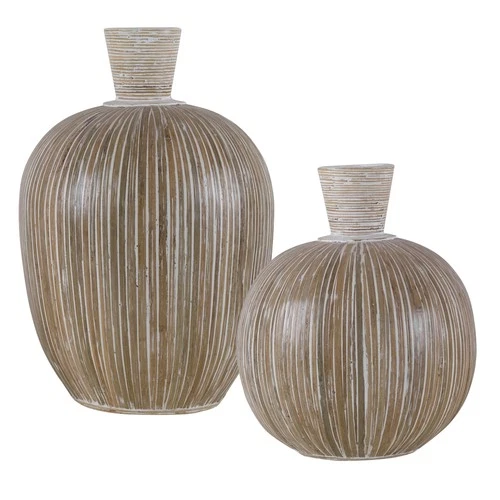 Uttermost Islander White Washed Vases (Set of 2) - Picture 1 of 3