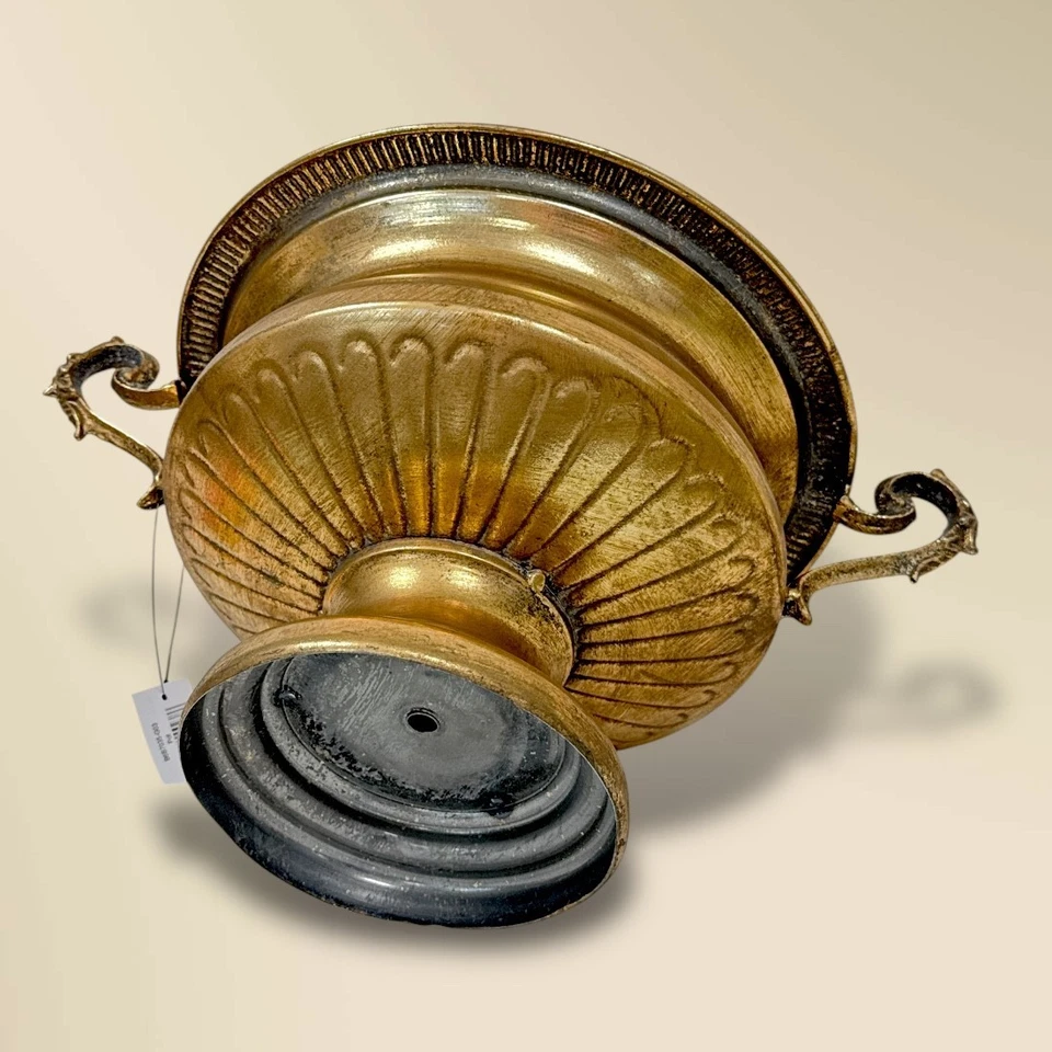 Prunkschale Blumentopf Pflanzgefäß Übertopf Metall Rund Gold Barock 22x40x30cm - Bild 3 von 4