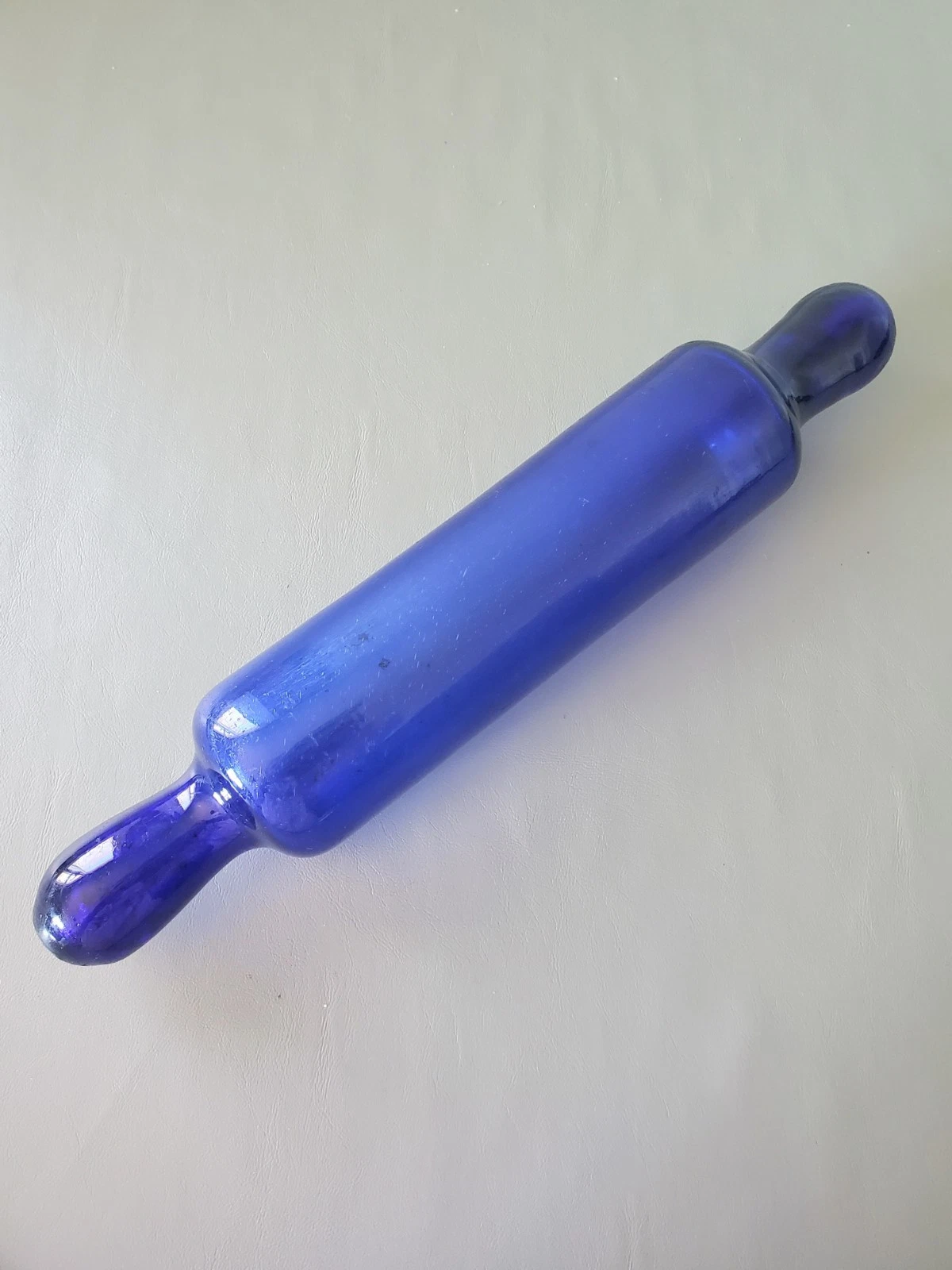 Antique Hand Blown Cobalt Blue Glass Rolling Pin