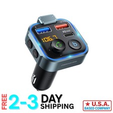 Bluetooth Car FM Transmitter with LED Backlight  Superfast Charging Capability