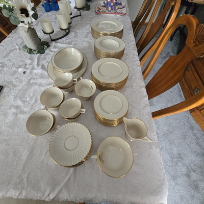 #ad Lenox Temple Collection Citation Gold Porcelain Dinner Set Plates Bowls Cups $1200.00