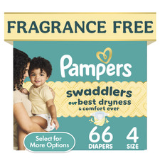 Pampers Swaddlers Fragrance Free Baby Diapers Size 4, 66 Count Select for More