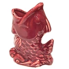 Vintage Shawnee USA Fish Vase Maroon Ceramic Koi Planter #845 Mid Century Modern