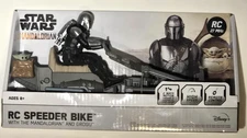 STAR WARS THE MANDALORIAN REMOTE CONTROL SPEEDER BIKE WITH GROGU NEW 27MHZ 11in