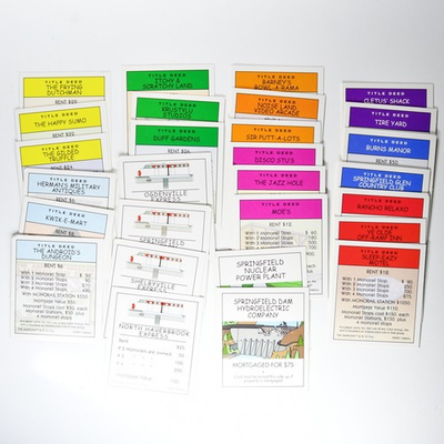 #ad #ad Simpsons Monopoly 2001 Property Cards Full Set 28 Cards $10.92