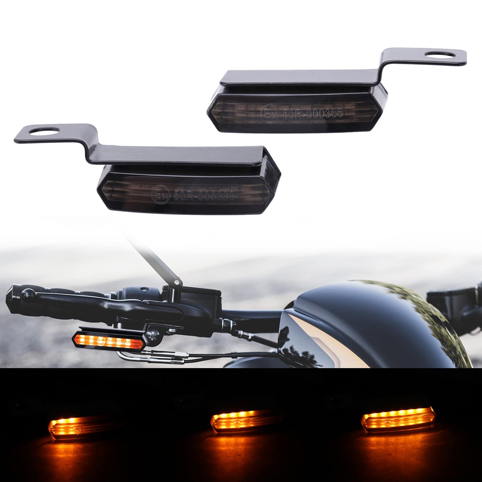 Clignotant Moto Guidon Aluminium Anodisé avec Mini LED Ambrées Fixation Embout