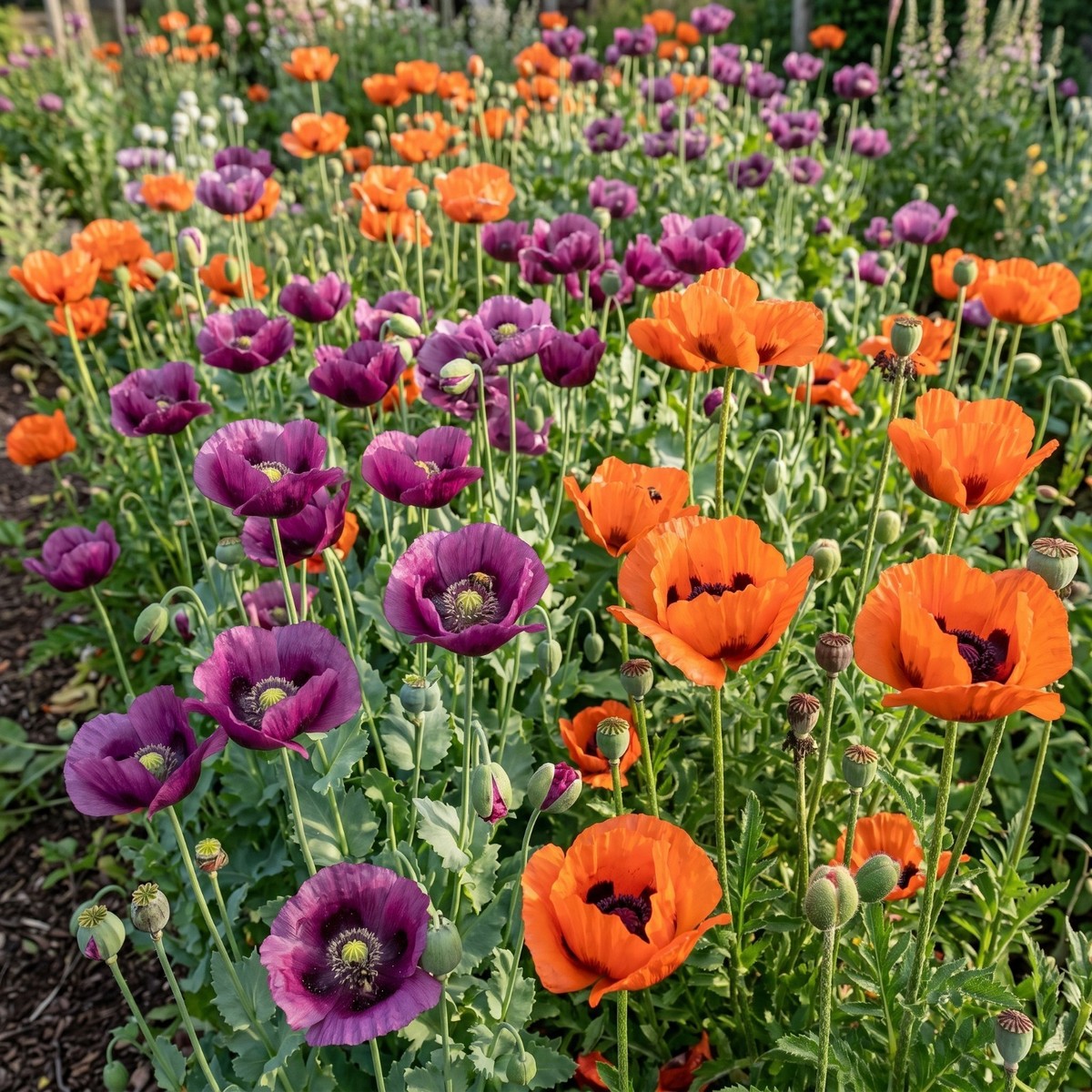 Poppy PURPLE DREAM MIX Purple Orange Cottage Garden Perennial