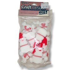 Vintage Pack of 12 Darice Craft Flocked Flat Christmas Bear White