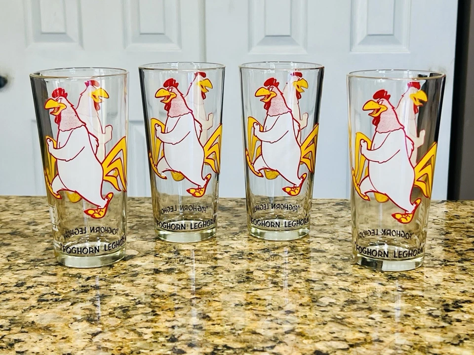 Juego de 4 gafas Foghorn Leghorn 1973 vintage serie limitada Pepsi 6,25 impecable Foto 2 de 4