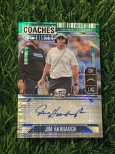 2024 Contenders Optic Jim Harbaugh Coaches Ticket Auto Green Pulsar Prizm #30/30