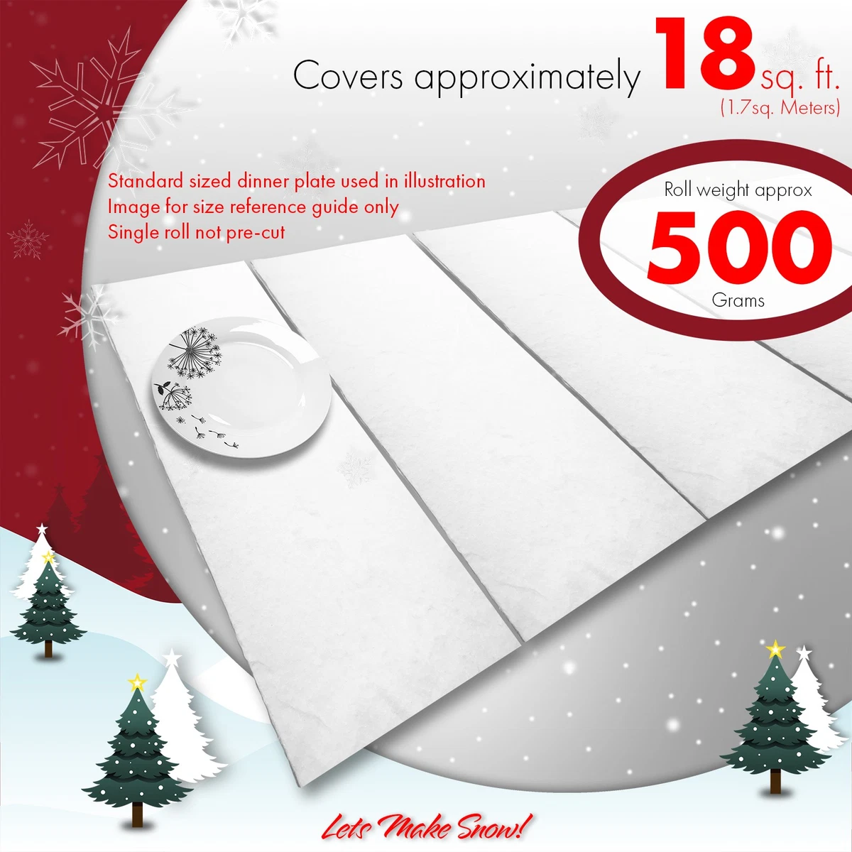 Manta Rollo Sábana Nieve Artificial Algodón Lana Decorativa, 5.6m x 28cm 500g