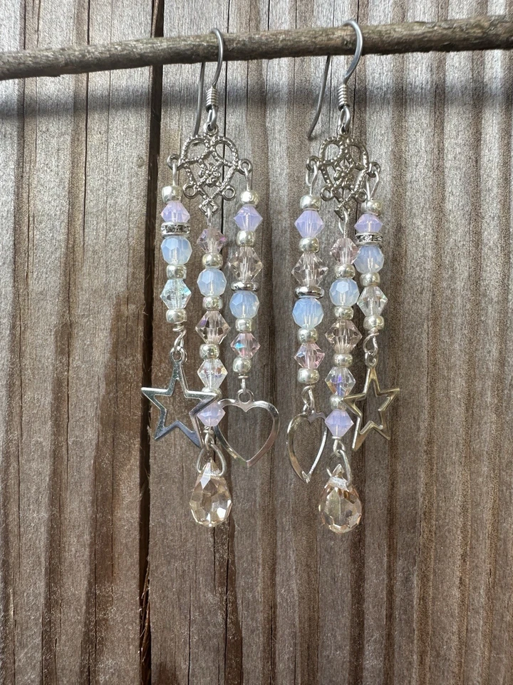Kirk’s Folly Inspired Shooting Star Dangle Earrings, Celestial Earrings Handmade - Image 2 of 4