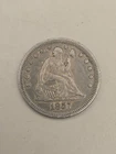 1857 Seated Liberty Silver Quarter 25c