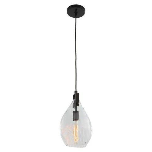 UTTERMOST 22049 CAMPESTER MATTE BLACK TEARDROP WATERED GLASS 1 LIGHT PENDANT - Picture 7 of 9