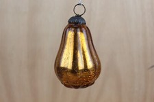 Antica sfera di zucca in vetro screpolato ambrato - unica palla ornamentale n...