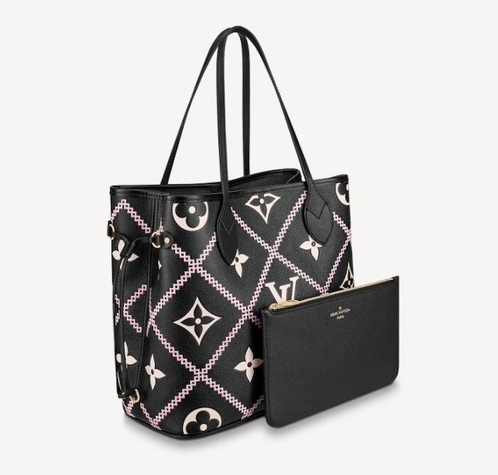 LOUIS VUITTON Neverfull MM Tote Bag M46040 Black Monogram Empreinte Auth LV  New