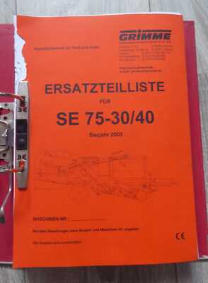 Grimme Potato Harvester SE75-30 + SE75-40 Parts Catalogue