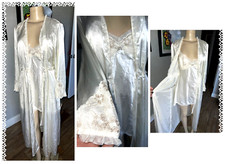 Flora Peignoir LONG Robe  SHORT Nightgown W/RHINESTONE CHARM LACE SM NEW y0