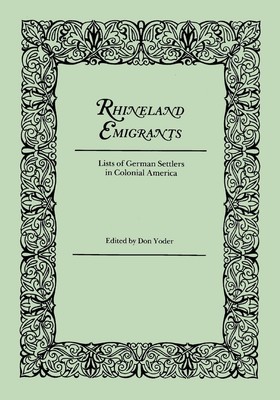 Rhineland Emigrants Don Yoder Taschenbuch Englisch 2010 EAN 9780806309347