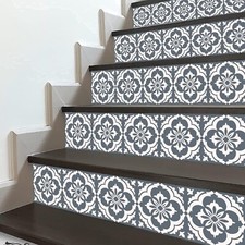 14PCS Moroccan Style Self-Adhesive Stair Riser Decals, Peel and Stick Stairca...