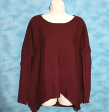 Anrabess Womens Oversized Long Sleeve Sweater Size M Loose Pullover Burgundy