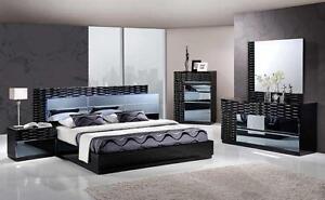 Manhattan King Size Modern Black Bedroom Set 5pc Global Furniture Ebay