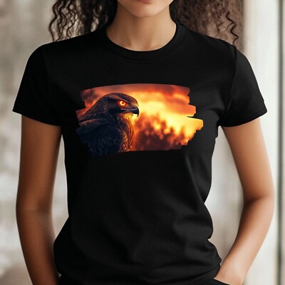 Women's Falcon with Light Eyes Motif Cotton T-Shirt Size S to 3XL