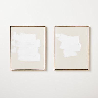 (Set of 2) 16''x20'' White Patches Framed Wall Art Canvas - Threshold
