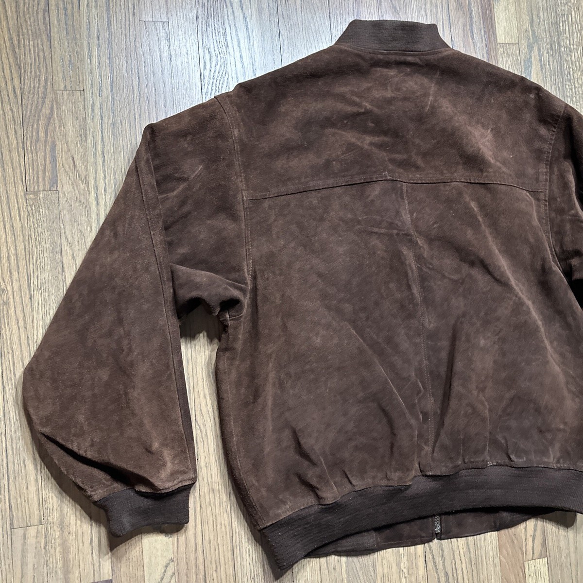 Vintage AKA Eddie Bauer Brown Suede Leather Jacket Men's Full Zip