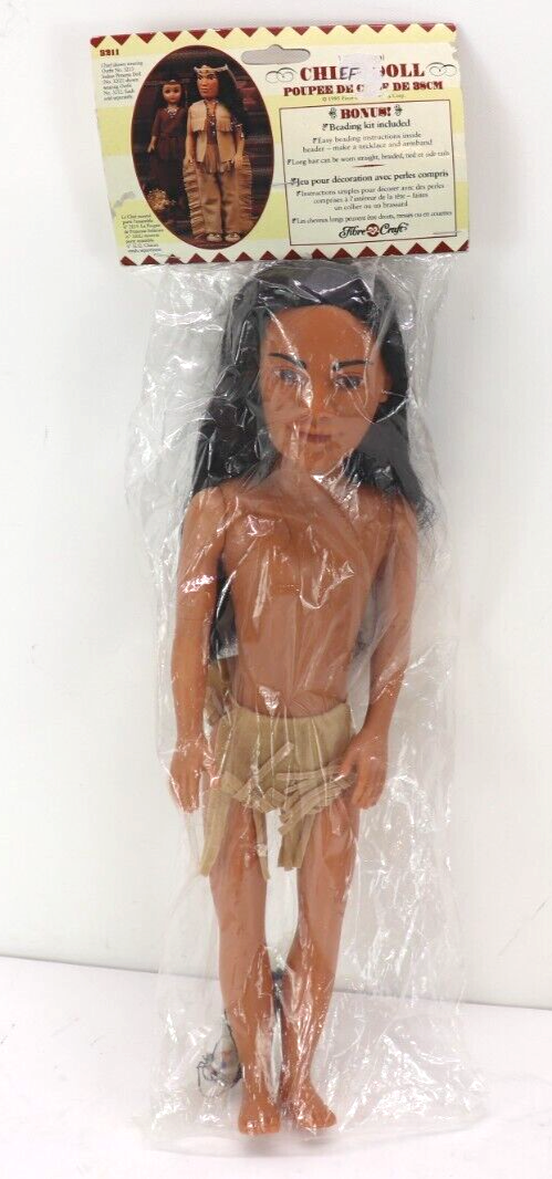 Vintage Indian Chief Doll 1995 with Loincloth & Bead Kit Long Hair NEW  #3211 | eBay