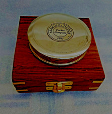 Gold Finish Brass Nautical Poem Compass With Wood Box Collectible