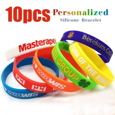 10 ''make your own'' CUSTOM SILICONE WRISTBANDS debossed bracelets you design