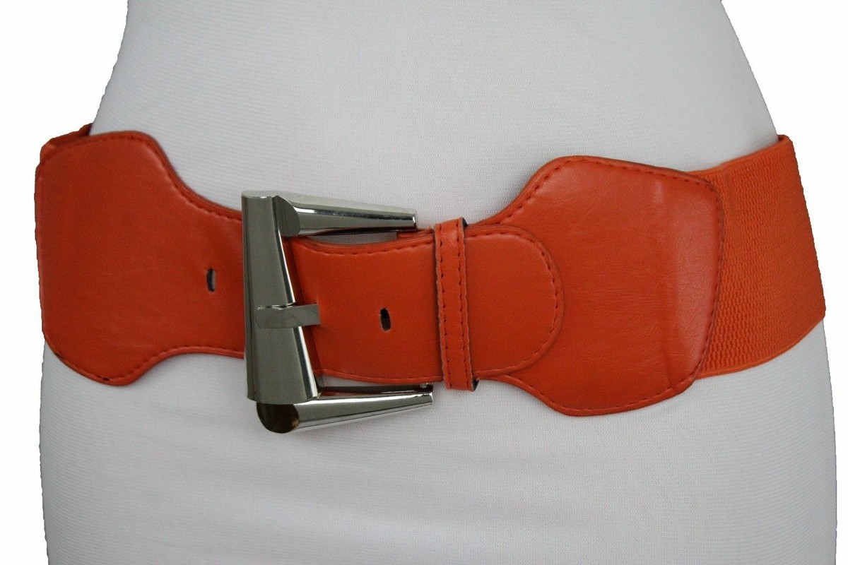 Women Orange color Wide Waisted Fashion Belt Big Metal  display picture 2