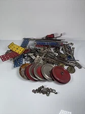 Vintage Erector Meccano Metal Construction Pieces Mixed Lot Beams Bolts Girders