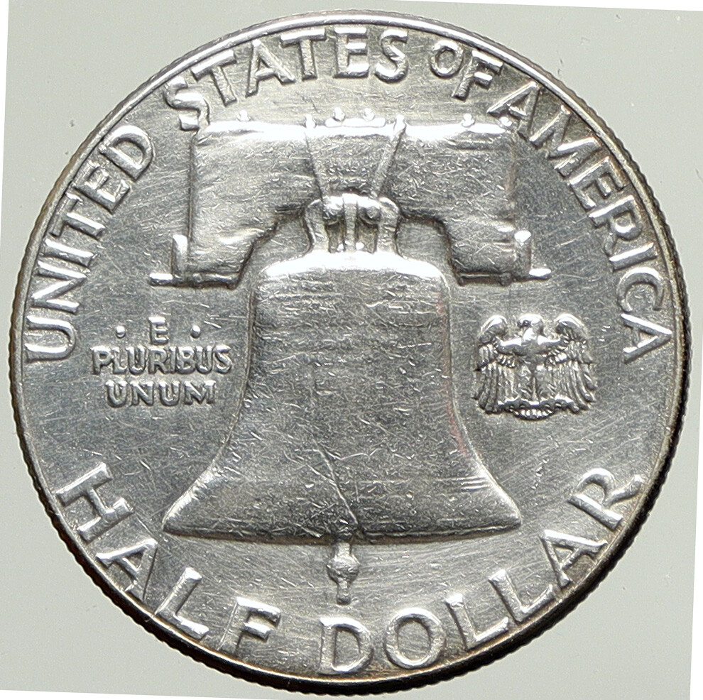 パイナップル 1958 P US Benjamin Franklin VINTAGE Silver Half Dollar Coin