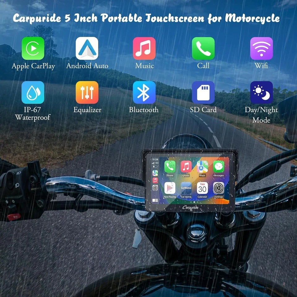 Carpuride 5” Drahtlose Apple Carplay Android Auto IPS wasserdichte Touchscreen - Bild 2 von 4