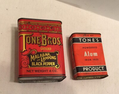 malabar tobacco VINTAGE TONE BROS MALABAR LAMPONG BLACK PEPPER SPICE TIN & ALUM