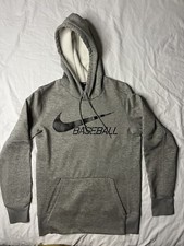 Nike Baseball Hoodie Men  s Small Gray Dri fit Fleece Pullover Sweatshirt