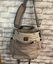 Gray striped Ergo Baby Diaper Bag Backpack infant bottle storage