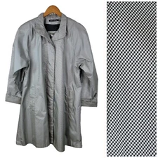 Vintage Check Trench Coat size 8 duster Academia Detective Grey Raincoat Midi