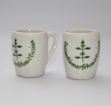 2x &auml;ltere Miniatur Becher Krug Enzian Riemerschmid, 4cm H&ouml;he #A956