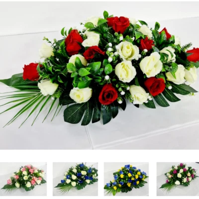 MYSILKFLOWERS Artificial Silk Funeral Flower Casket Topper Wreath Coffin Spray Tribute Dad Mum